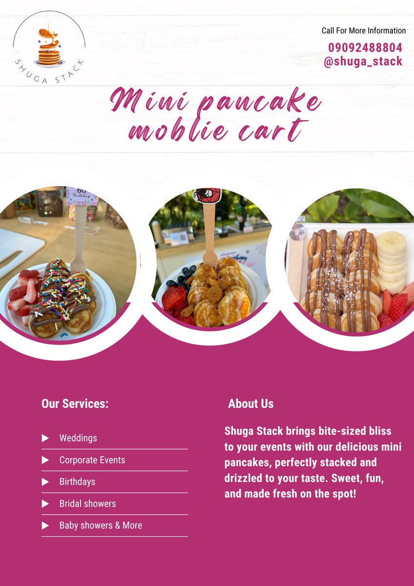 mosvinbami's tweet photo. Who needs cake when you can have mini pancakes on wheels? 😋

Book Shuga Stack for your next event & treat your guests to warm, sweet, stackable joy!

Weddings
Corporate Events
Birthdays
Bridal, Baby Showers & More

Phone: 09092488804
IG: @shuga_stack

#ShugaStack #DessertCartGoals