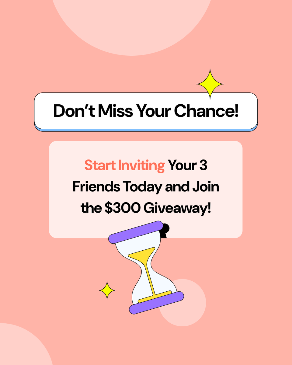 Wanna win $300 with just 3 friends? 😎 Invite your crew, let them earn a buck and boom—you’re in the game! 👏 All the juicy details are waiting for you in the app. 😉