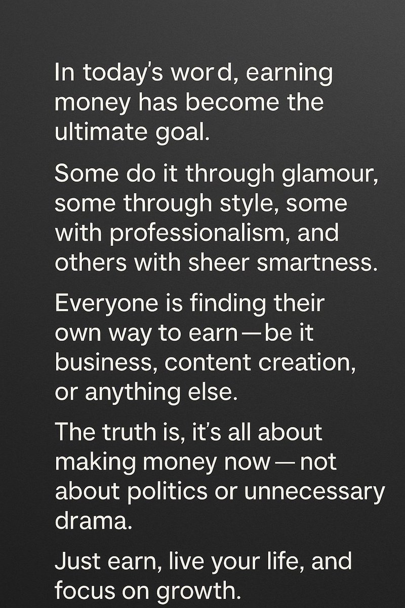 jeet_khatree's tweet image. #TruthOfLife #MoneyMatters #ModernReality #HustleCulture #StayFocused #EarnAndGrow #NoDramaJustWork #DigitalLife #LifeLessons #WorkSmart #SuccessMindset #MindsetMatters #GrindMode #GrowthLifestyle #EntrepreneurMindset