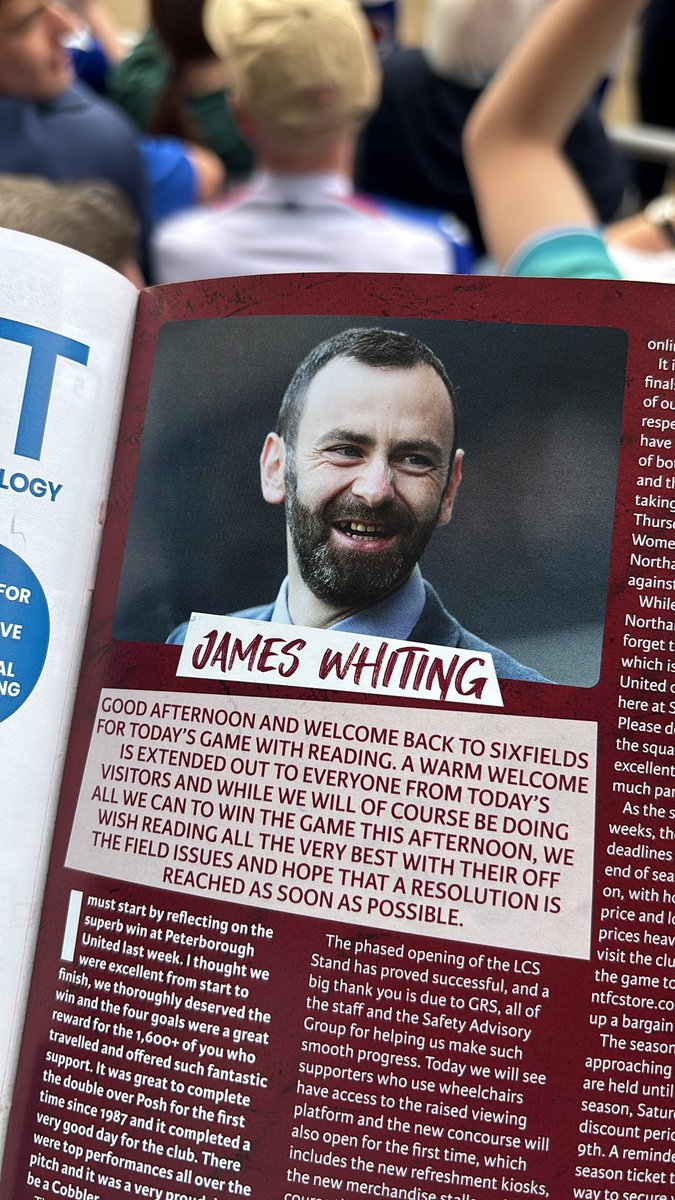 Lovely touch from the Northampton CEO in their programme today 👏🏼 #readingfc