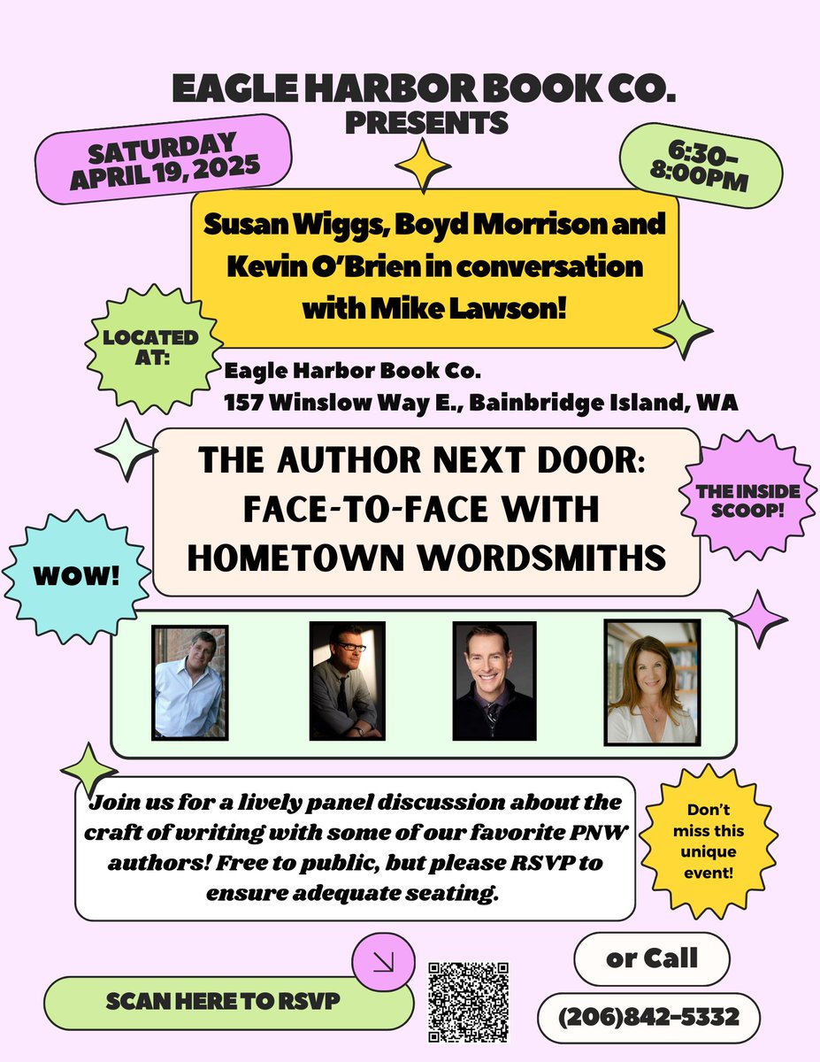 Grove Atlantic (@groveatlantic) on Twitter photo PNW book lovers! Head to <a href="/EagleHarborBook/">EagleHarborBook</a> over on Bainbridge Island April 19th to see <a href="/MikeLawsonBooks/">Mike Lawson</a> in conversation with <a href="/susanwiggs/">Susan Wiggs đź–‹</a>, <a href="/BoydMorrison/">Boyd Morrison</a>, and Kevin O'Brien.
RSVP here:
eagleharborbooks.com/event/author-n… PNW book lovers! Head to <a href="/EagleHarborBook/">EagleHarborBook</a> over on Bainbridge Island April 19th to see <a href="/MikeLawsonBooks/">Mike Lawson</a> in conversation with <a href="/susanwiggs/">Susan Wiggs 🖋</a>, <a href="/BoydMorrison/">Boyd Morrison</a>, and Kevin O'Brien.
RSVP here:
eagleharborbooks.com/event/author-n…
