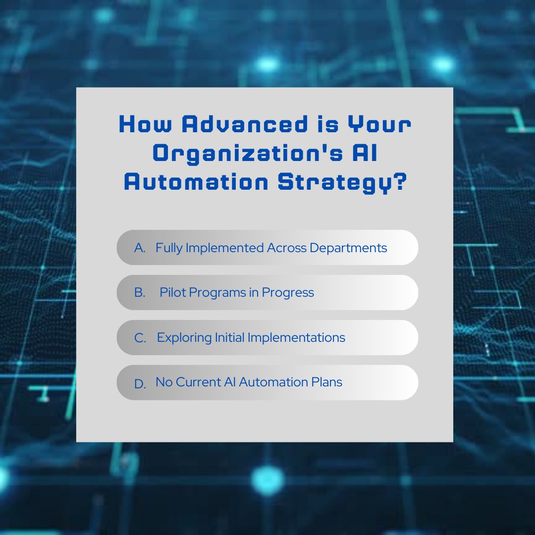 AI is transforming industries, but where does your company stand? Vote below! 👇

Comment your thoughts! 💡

 #AI #Automation #DigitalTransformation
