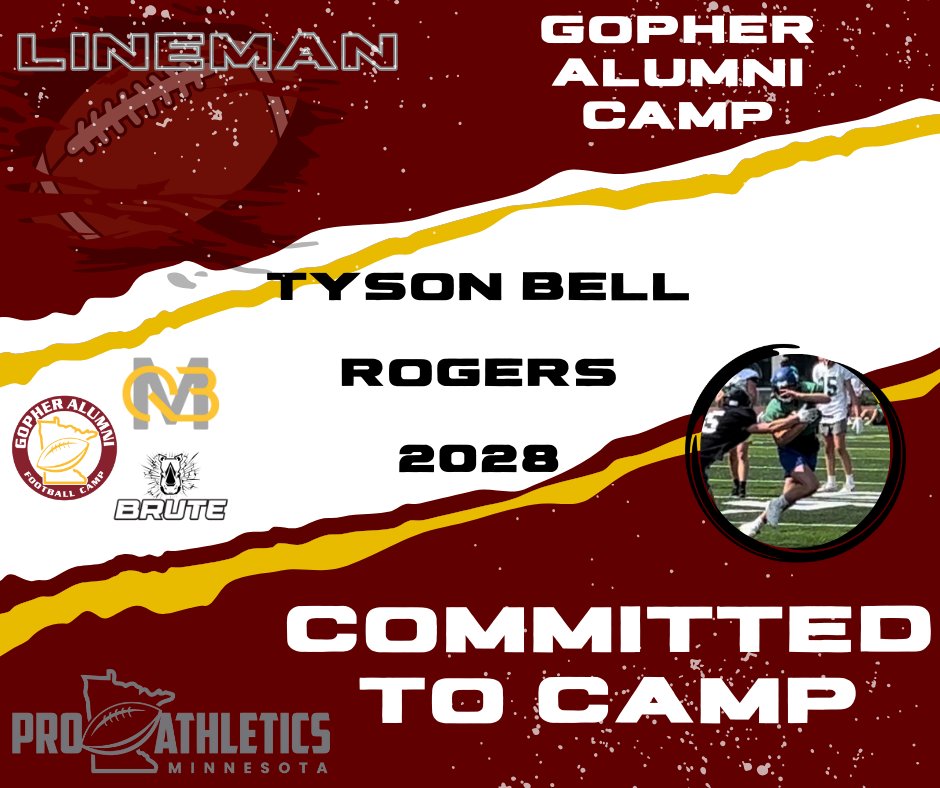 Pro MN Athletics (@promnathletics) on Twitter photo 2028 <a href="/RogersRoyalsFB/">Rogers Football</a> lineman <a href="/TysonBell/">Tyson Bell</a> secured his roster spot for our high School Gopher alumni Camp!
There are limited spots for each position group, claim yours today!
<a href="/geauxroyals/">Rogers Royals</a>
<a href="/MNFBSpotlight/">MNFootballSpotlight</a>
<a href="/PrepRedzoneMN/">Prep Redzone Minnesota</a>
<a href="/LetsPlayFB_MN/">Let's Play Football</a>
<a href="/nathanboe1122/">Nathan Boe</a>
<a href="/Wyatt5959/">Wyatt Bell</a>
<a href="/JimPaulsen/">Jim Paulsen</a> 2028 <a href="/RogersRoyalsFB/">Rogers Football</a> lineman <a href="/TysonBell/">Tyson Bell</a> secured his roster spot for our high School Gopher alumni Camp!
There are limited spots for each position group, claim yours today!
<a href="/geauxroyals/">Rogers Royals</a>
<a href="/MNFBSpotlight/">MNFootballSpotlight</a>
<a href="/PrepRedzoneMN/">Prep Redzone Minnesota</a>
<a href="/LetsPlayFB_MN/">Let's Play Football</a>
<a href="/nathanboe1122/">Nathan Boe</a>
<a href="/Wyatt5959/">Wyatt Bell</a>
<a href="/JimPaulsen/">Jim Paulsen</a>