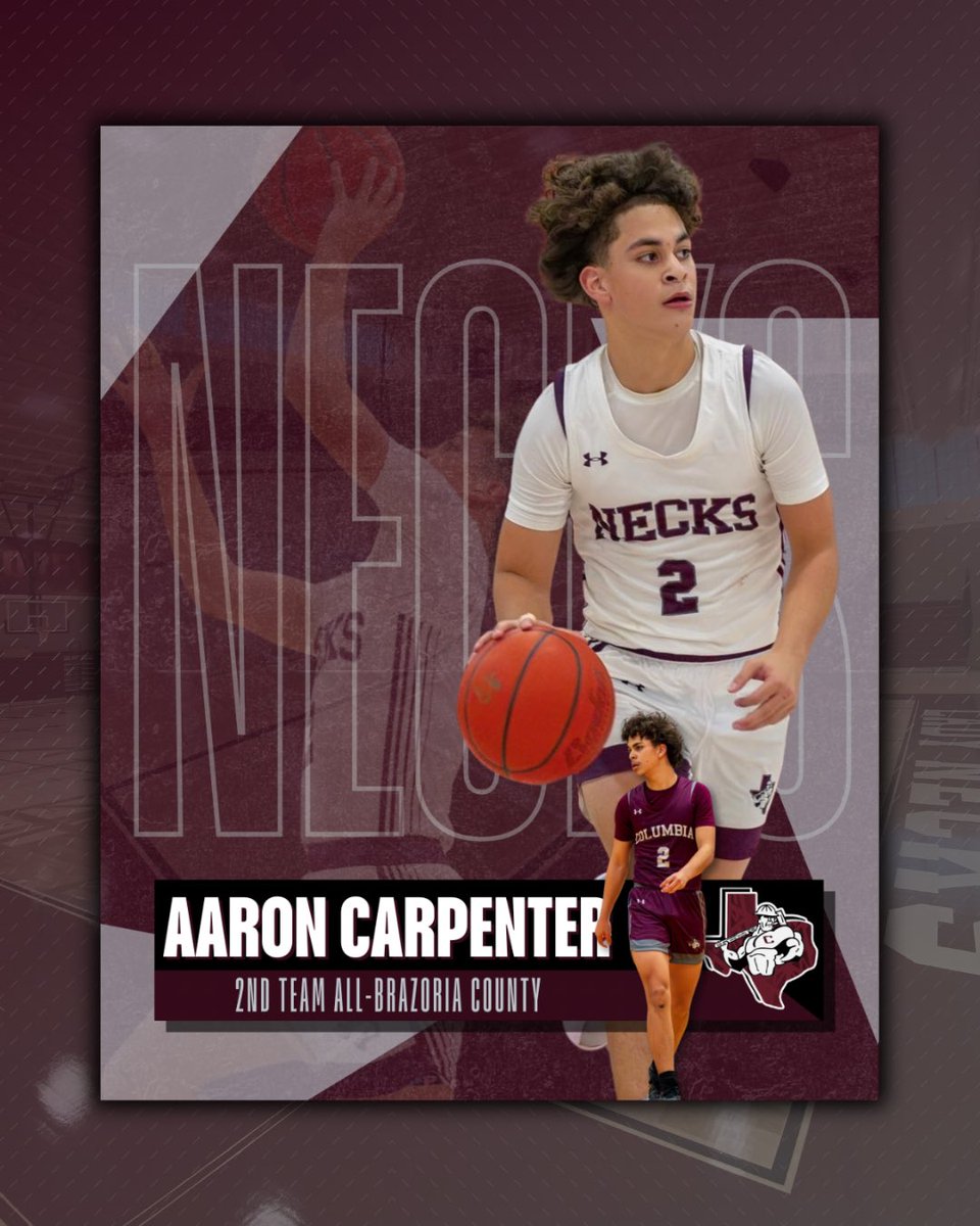 Congrats to (Jr.) #2 Aaron Carpenter on earning 2nd Team All-Brazoria County‼️

#ToughTogetherToday
#neckshoops 
<a href="/Aaron_2026/">Aaron Carpenter</a>