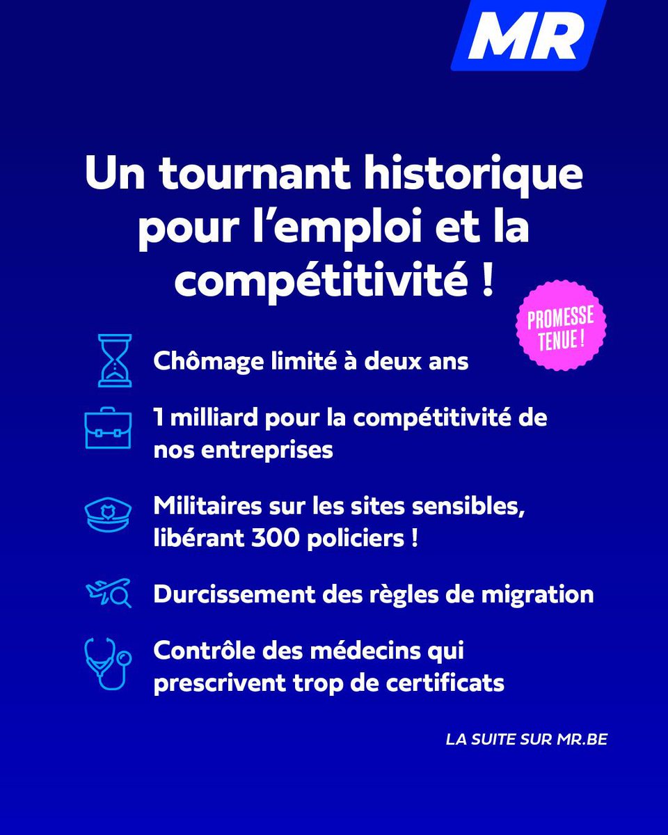 MR (@mr_officiel) on Twitter photo 🔵 Le MR au cœur d’un tournant historique pour l’emploi et la compétitivité !
🤝 Quelques semaines après la formation du gouvernement Arizona, le MR, mené par <a href="/DavidClarinval/">David Clarinval</a>, a obtenu un accord politique clé sur la loi-programme.
✅ Sous notre impulsion, un accord historique 🔵 Le MR au cœur d’un tournant historique pour l’emploi et la compétitivité !
🤝 Quelques semaines après la formation du gouvernement Arizona, le MR, mené par <a href="/DavidClarinval/">David Clarinval</a>, a obtenu un accord politique clé sur la loi-programme.
✅ Sous notre impulsion, un accord historique