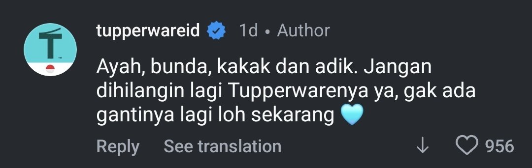 Pesan terakhir dari tupperware indonesia sedih bgt...