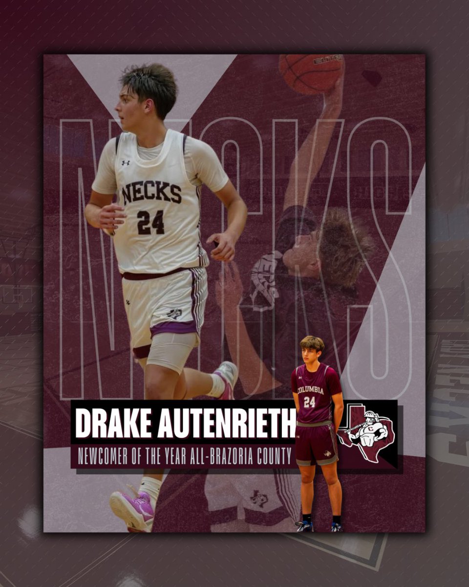 Congrats to (Fr.) #24 Drake Autenrieth on earning Co-Newcomer of the Year, All-Brazoria County‼️

#ToughTogetherToday
#neckshoops 
<a href="/AutenriethDrake/">Drake Autenrieth</a>