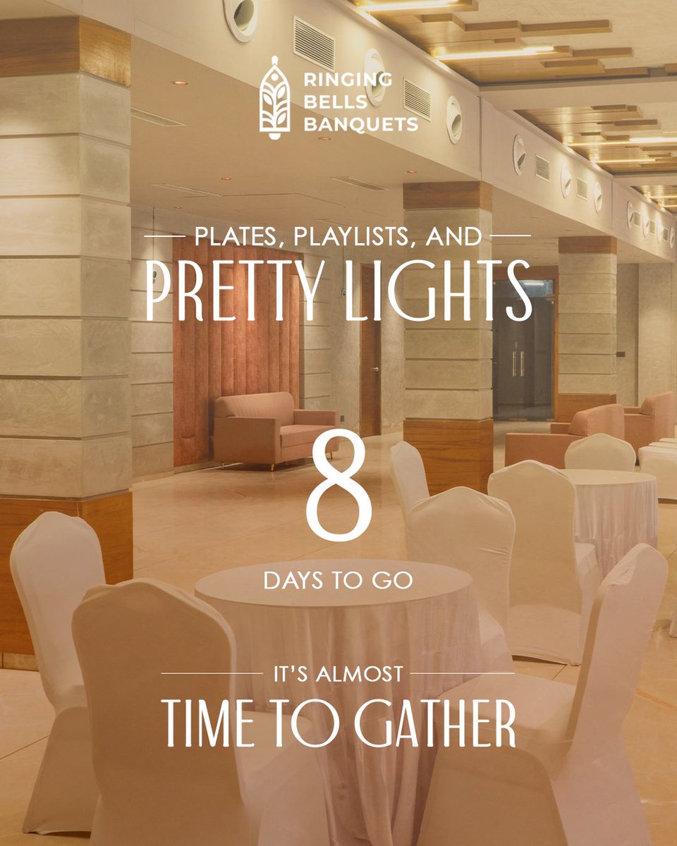 RingingBells__'s tweet photo. The countdown is on! 8 days until the perfect venue for your grand events. Let’s make it unforgettable at Ringing Bells!

#ringingbells #banquets #openingsoon #staytuned #hostyourevents #celebrations #naroda #ahmedabad https://t.co/6wxBjc62yy