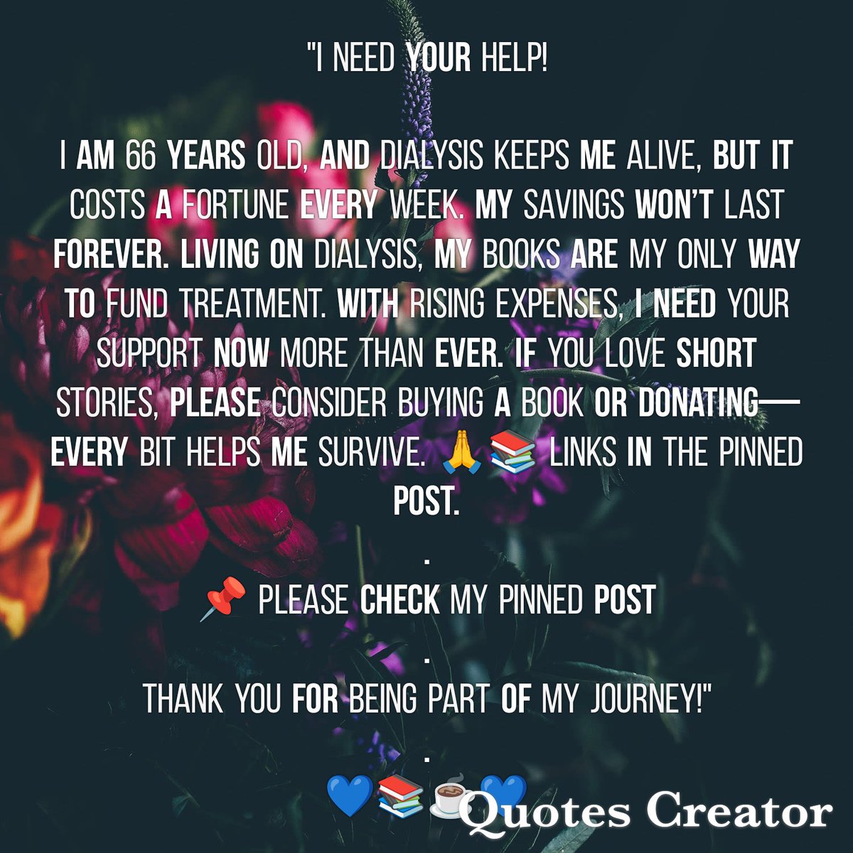 OldHyacinth's tweet image. Dialysis is a battle I face every week. Your help can make the fight easier. 🙏 #SupportNeeded
@fdjordanjr
@davidsongc
@Vmbritsch
@TrumpluvsObama
@gldstwmn
@DonLew87
@DianeRoper
@magicmom3692
@HeyLaneee
@SamSofiMama
@BaronSnow3
@FarmSparky
@moonwater58
@aolanisausalito…