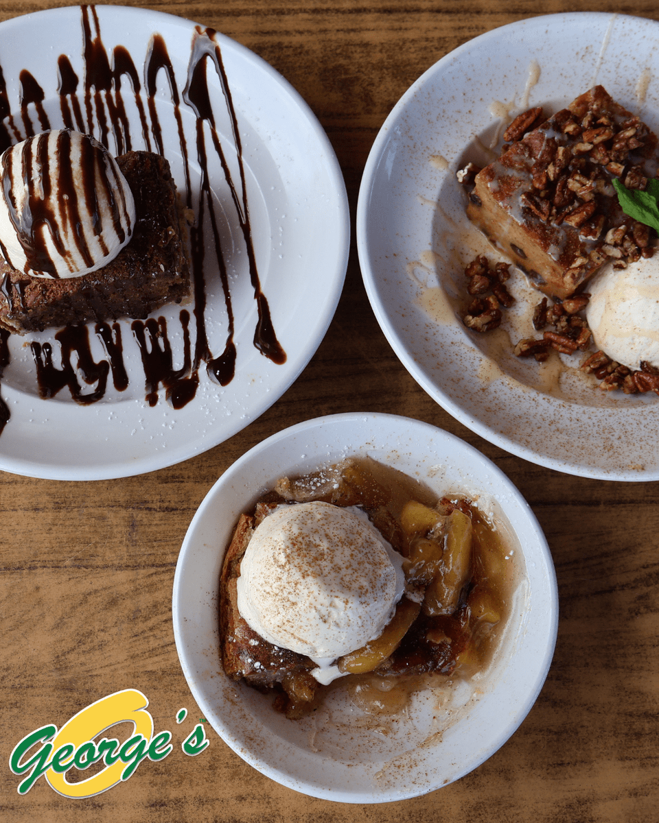 GeorgesWaco's tweet photo. This is what happiness looks like! 🤩 A hot, homemade dessert topped with ice cream—cobbler, brownie, or bread pudding? You can’t go wrong!
⠀
#GeorgesWaco #Dessert #WacoRestaurant https://t.co/SCDACbtCdP