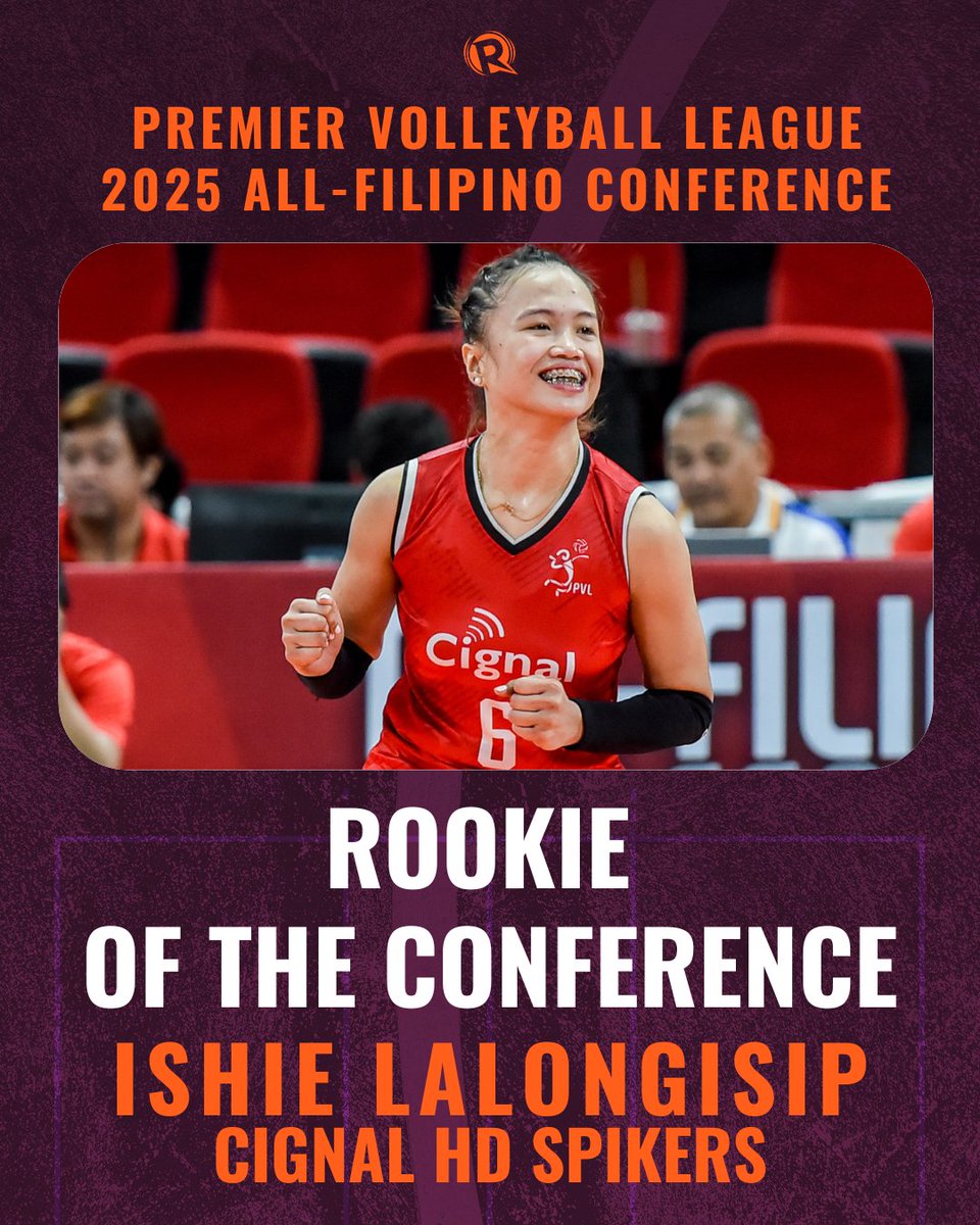 rapplerdotcom's tweet photo. #PVL2025 All-Filipino ROOKIE OF THE CONFERENCE

Ishie Lalongisip
Cignal HD Spikers https://t.co/iTk218QD7B