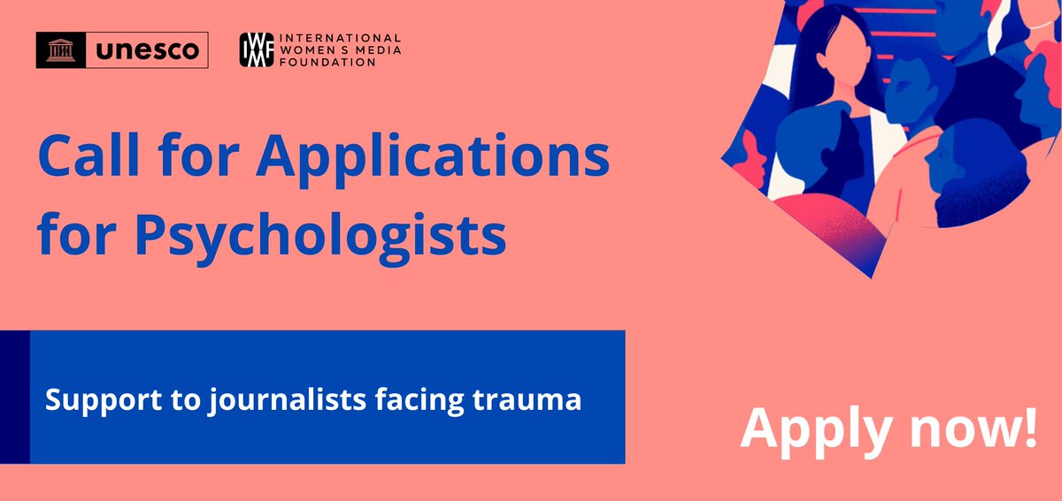 The IWMF and UNESCO are providing support for journalists' mental resilience of journalists through a 6-month virtual training program for clinical psychologists. Applications are open through April 20!

English: iwmf.submittable.com/submit/318863/…

Spanish: iwmf.submittable.com/submit/318864/…
