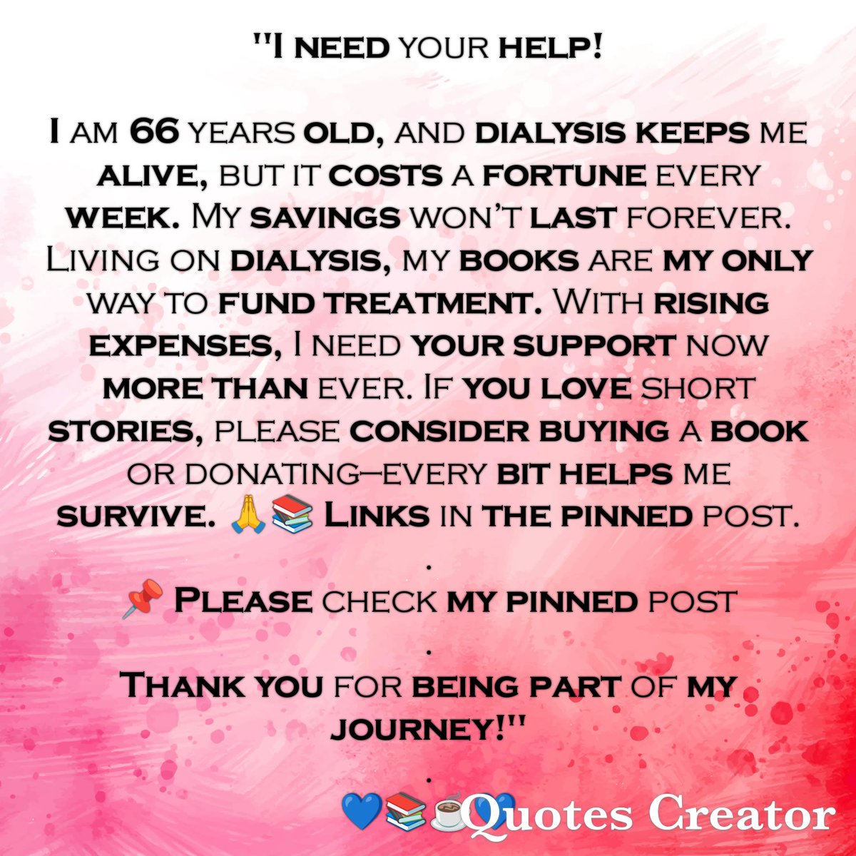 ListsForFriends's tweet image. My kidneys may not be working, but I’m not giving up. With your help, I’ll keep fighting. 💖 #SupportNeeded
@PeggyCh01549336
@oceansoulgrl
@NC_old_lib
@bond_mindy6002
@StephenCanfiel6
@JJMF9179
@imalilrunt
@AnneaWickstrom
@DeeCMeyer
@StarsgmaVargas
@GaryBetsy
@operadirector…