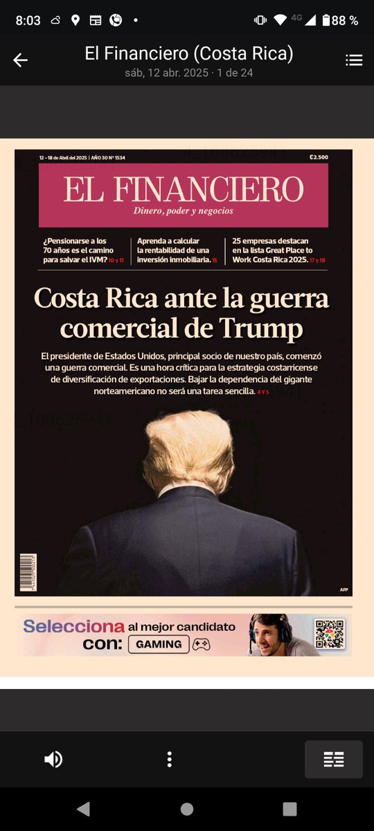 Pablo Fonseca Q. (@pfonsecaq) on Twitter photo La portada de la edición impresa de <a href="/elfinancierocr/">El Financiero</a> para esta semana.
Todos los contenidos y la edición PDF están disponibles en nuestra app. La portada de la edición impresa de <a href="/elfinancierocr/">El Financiero</a> para esta semana.
Todos los contenidos y la edición PDF están disponibles en nuestra app.