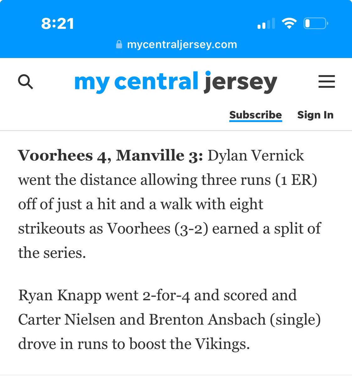 Dylan Vernick (@dylan_vern8) on Twitter photo First start of the spring! I went 7ip with 8k’s and 1 walk!
<a href="/Evan_robert22/">Evan Vaccarella</a> <a href="/CoryKent13/">Cory Kent</a> <a href="/MikeLembo33/">Mike Lembo</a> <a href="/djdunn6/">Coach Dunn</a>
Looking forward to the rest of the High School Season! First start of the spring! I went 7ip with 8k’s and 1 walk!
<a href="/Evan_robert22/">Evan Vaccarella</a> <a href="/CoryKent13/">Cory Kent</a> <a href="/MikeLembo33/">Mike Lembo</a> <a href="/djdunn6/">Coach Dunn</a>
Looking forward to the rest of the High School Season!