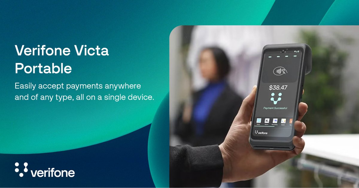 Take payments anywhere with Victa Portable. 

Powerful, flexible and built to last—Victa Portable shifts from countertop to handheld in seconds, giving merchants freedom to serve customers wherever they are.

Learn more via: verifone.com/en/us/verifone…