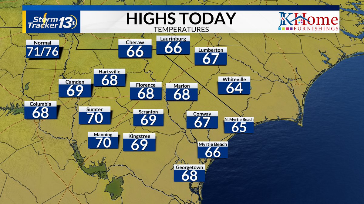 Kristachangwx's tweet photo. A chilly start to Saturday with many in the 40s and lower-50s. We won't warm up too much today, highs struggle to reach the upper-60s and lower-70s. https://t.co/ZHYFudNXkD