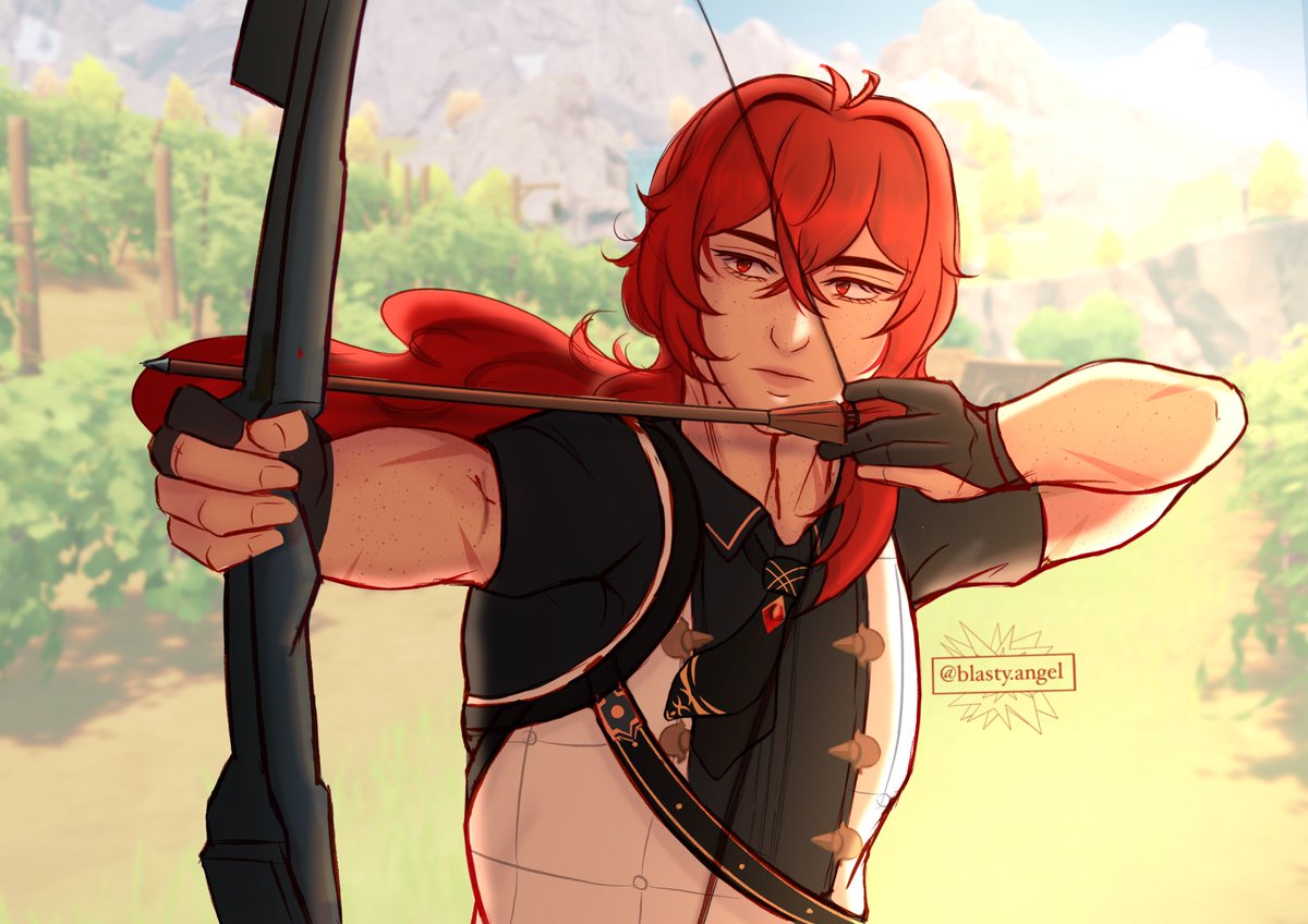 blastyangel's tweet photo. #APRILLUC Day 12 : Hunter #diluc #dilucragnvindr #dilucfanart #aprilluc2025 https://t.co/YAozvJBeLb