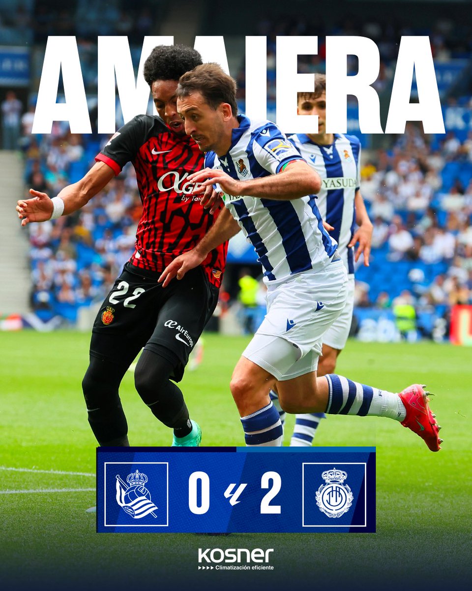 Muchos (demasiados) pases. Pocas (muy pocas) ideas  😵
Horrela guztiz ezinezkoa da  ✖️

Real Sociedad 0️⃣ ➖ 2️⃣ Mallorca

#WeAreReal #RealSociedad #AurreraReala