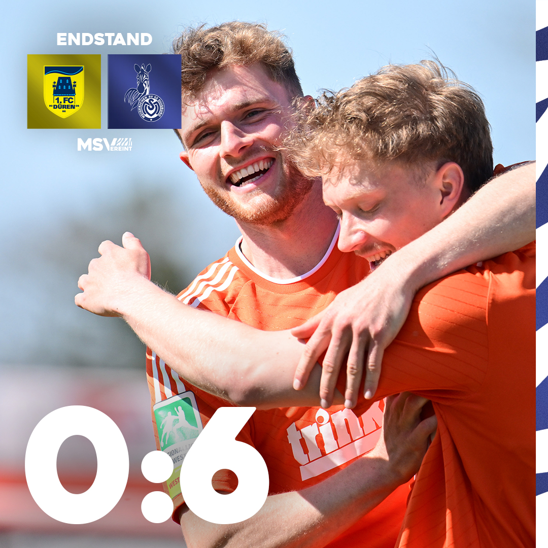 MSVDuisburg's tweet photo. Auswärtssieg! 🦓
Drei Punkte in Düren! Unser Spielverein gewinnt an der Westkampfbahn mit 6:0 (3:0). 🤝
#MSVereint #FCDMSV https://t.co/X6lS2rhPdp
