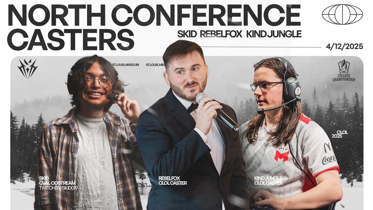 MaryvilleGG's tweet photo. The voices leading us through the North Conference Finals today! 🗣️

#MUVAL vs Northwood
🎙️ @SkidCasts 
🖥️ https://t.co/dKxq8KDuJ6

#MULoL vs Illinois State
🎙️ @Rebe1Fox @Kind_Jungle 
🖥️ https://t.co/7aTTgcxRFZ https://t.co/EED0TcztEE