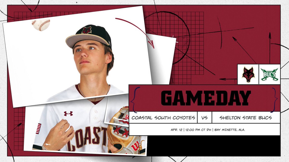 Coastal Alabama South Athletics (@coastalal_south) on Twitter photo BSB ⚾️ | The battle between the top two teams in the conference standings rolls on today in Bay Minette!
🆚: Shelton State
📍: Bay Minette, Ala.
⌚️: 12:00 PM CT DH
🖥️: <a href="/JockJive/">JockJive Sports</a> Sports YouTube
#GoYotes | <a href="/CoyoteSouthBSB/">CA South Coyote Baseball</a> BSB ⚾️ | The battle between the top two teams in the conference standings rolls on today in Bay Minette!
🆚: Shelton State
📍: Bay Minette, Ala.
⌚️: 12:00 PM CT DH
🖥️: <a href="/JockJive/">JockJive Sports</a> Sports YouTube
#GoYotes | <a href="/CoyoteSouthBSB/">CA South Coyote Baseball</a>
