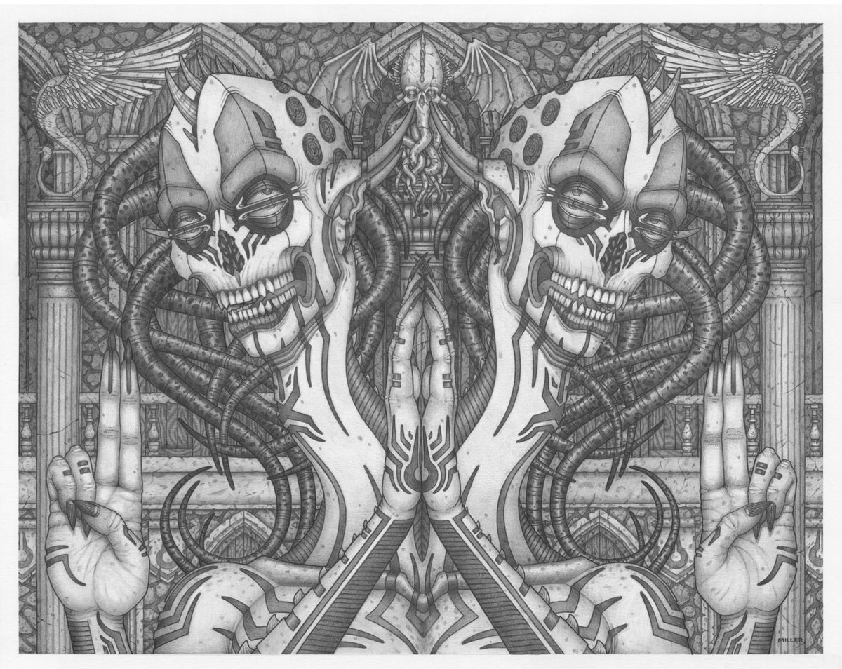 "To Summon A God" 16" x 20" unframed. Graphite on strathmore bristol paper.

#horror #darkartofmiller <a href="/darkart/">Yin Lai</a>