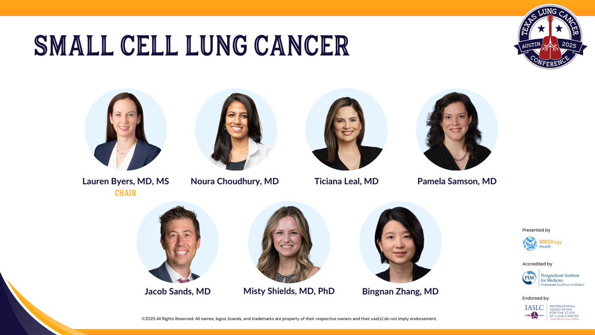TLC Conference (@tlcconference) on Twitter photo The discussions at #TexasLung25 have been incredible so far. Don't miss our next session on small cell lung cancer led by Dr. <a href="/LaurenByersMD/">Lauren Averett Byers, MD</a> at 9:35 AM!
<a href="/NouraChoudhury/">Noura Choudhury, MD</a> <a href="/LealTiciana/">Ticiana Batista (Leal)</a> <a href="/samsonpp/">Pamela Samson, MD</a> <a href="/sands_jacob/">Jacob sands</a> <a href="/drshieldsmd/">Misty Dawn Shields</a>
hubs.la/Q03g5QtK0 The discussions at #TexasLung25 have been incredible so far. Don't miss our next session on small cell lung cancer led by Dr. <a href="/LaurenByersMD/">Lauren Averett Byers, MD</a> at 9:35 AM!
<a href="/NouraChoudhury/">Noura Choudhury, MD</a> <a href="/LealTiciana/">Ticiana Batista (Leal)</a> <a href="/samsonpp/">Pamela Samson, MD</a> <a href="/sands_jacob/">Jacob sands</a> <a href="/drshieldsmd/">Misty Dawn Shields</a>
hubs.la/Q03g5QtK0