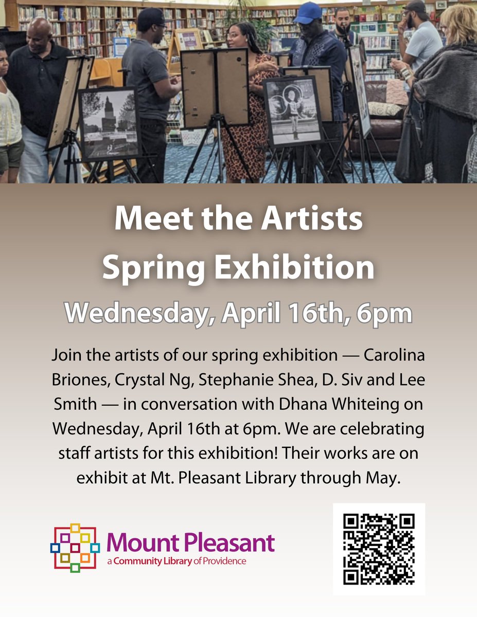 Join the artists of our spring exhibition -- Carolina Briones, Crystal Ng, Stephanie Shea, D. Siv, and Lee Smith -- in conversation with Dhana Whiteing on Wednesday, April 16th at 6pm. For this exhibition, we are celebrating staff artists! Their works are on exhibit through May.