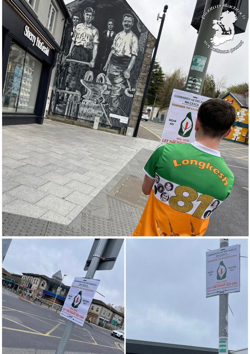 frontapoblacht's tweet image. Fronta Poblactach members erected posters today around Tallaght encouraging people to wear an Easter Lily and remember our Patriot Dead.