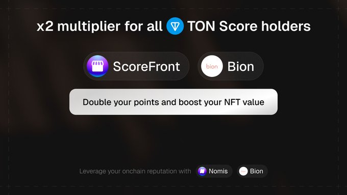 0xNomis's tweet photo. Got TON Score? Milk it.
Nomis x @bion_app
- Points โ NFT โ $BION drop
- x2 points April 11โ25
Shop. Refer. Spin. Farm.
Don't fade the multiplier.
๐ https://t.co/79W5pXnlUd https://t.co/XIX96I2CV9