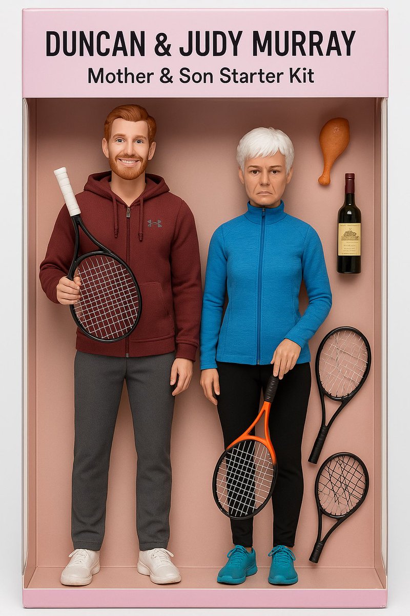 Duncan__Murray's tweet image. Duncan and Judy action figures! Who’d buy these? I don’t care what anyone says, I think they got our appearances spot on 😂
What do you think mum @JudyMurray?