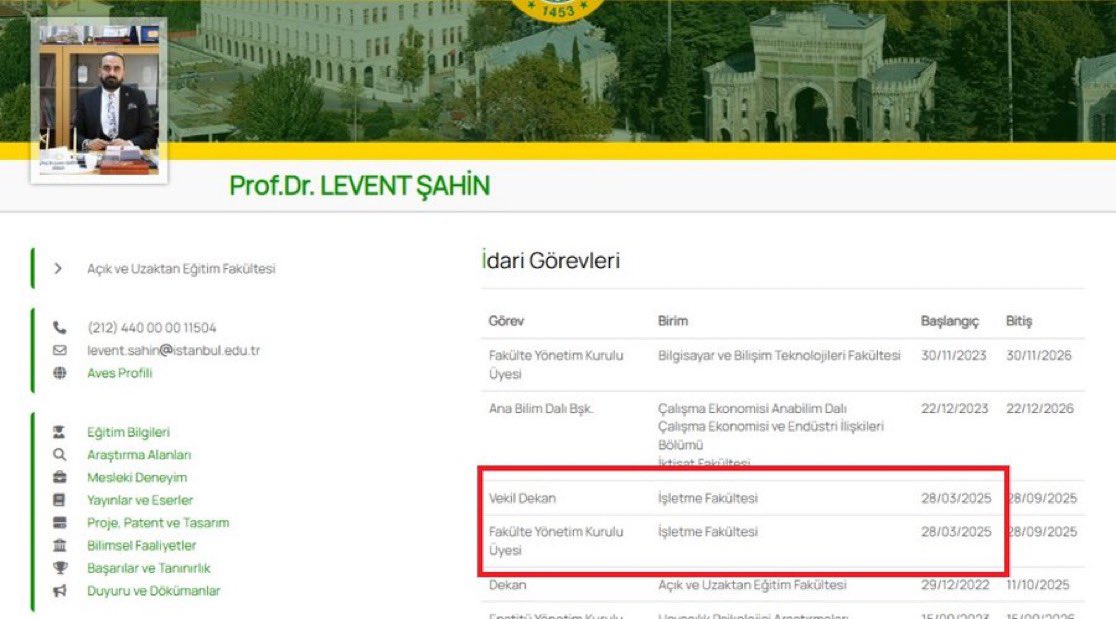 Ekrem İmamoğlu'nun diplomasını iptal eden Levent Şahin'in, diploma iptalinden 10 gün sonra dekan yapıldığı ortaya çıktı. (Mehmet Andaç)