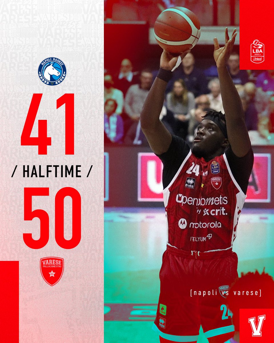 PallVarese's tweet image. Varese avanti alla fine dei primi due quarti a Napoli, forza ragazzi ⬜️🟥
#NapVar #NoiSiamoVarese