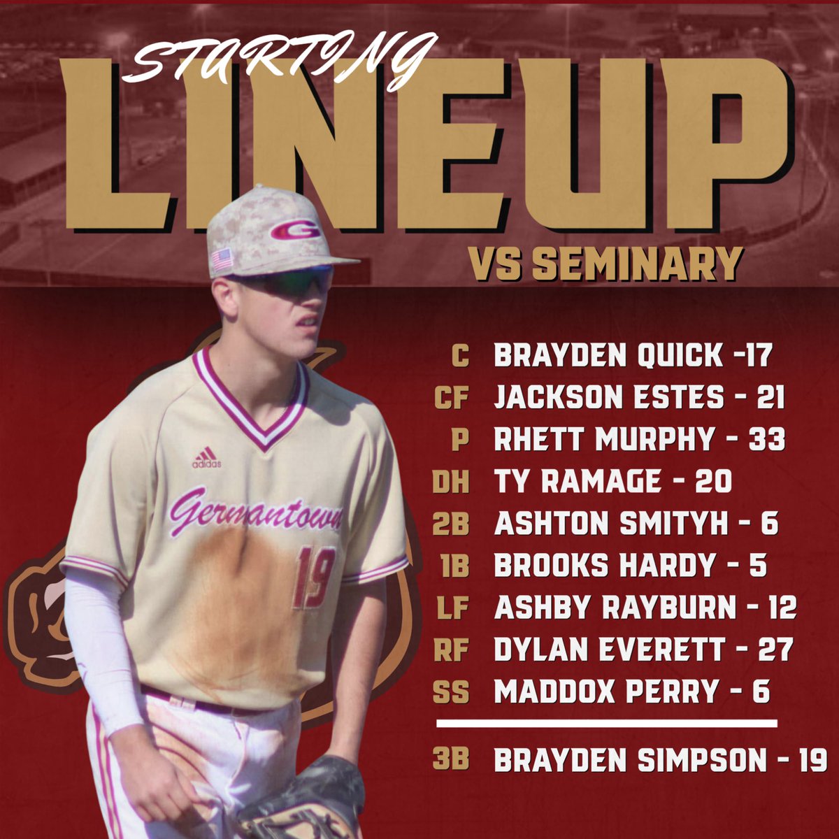 Mavericks starting lineup for today’s matchup with the Bulldogs! First pitch is set for 2PM. #GoMavs