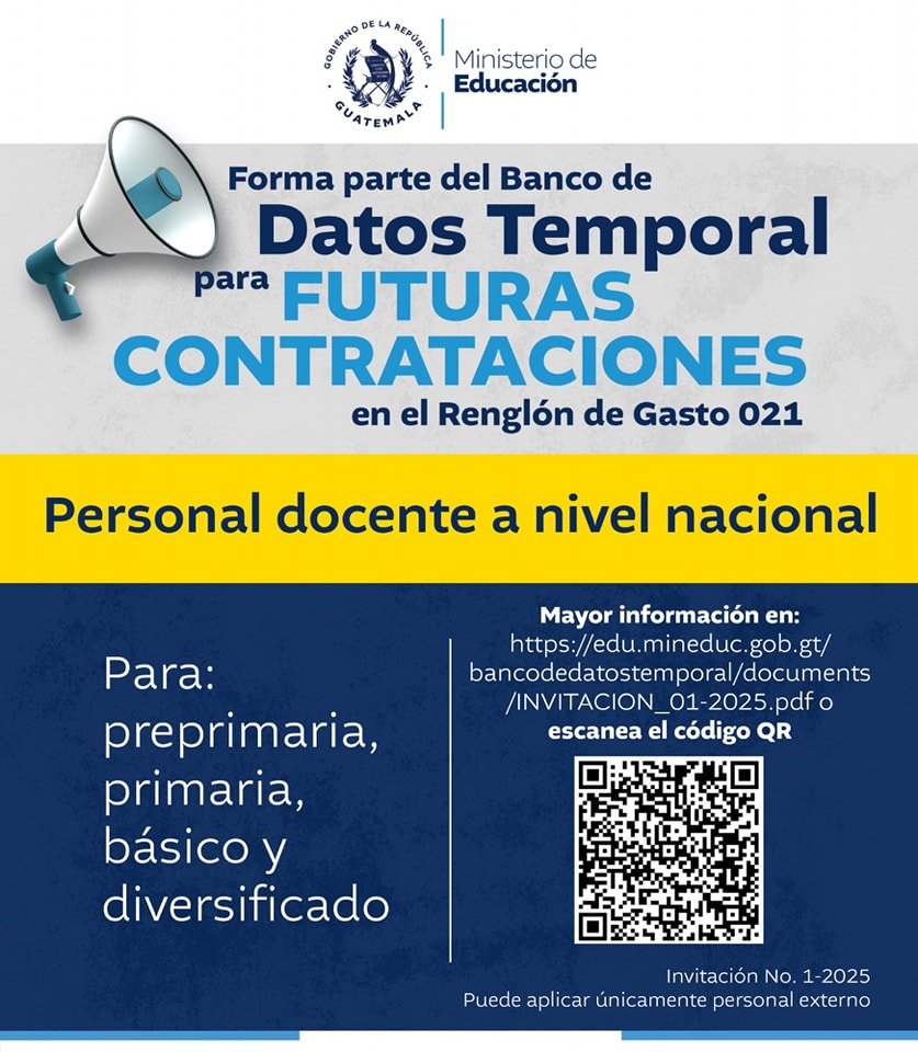 Digebi_Mineduc's tweet photo. ¡¡Prepara tu papelería!
El Ministerio de Educación habilitará el nuevo banco de datos temporal para futuras contrataciones en el renglón 021 para preprimaria, primaria, básico y diversificado.

📷 Conoce más en https://t.co/ZrDRfyZfw2 https://t.co/SGd0nVDjED