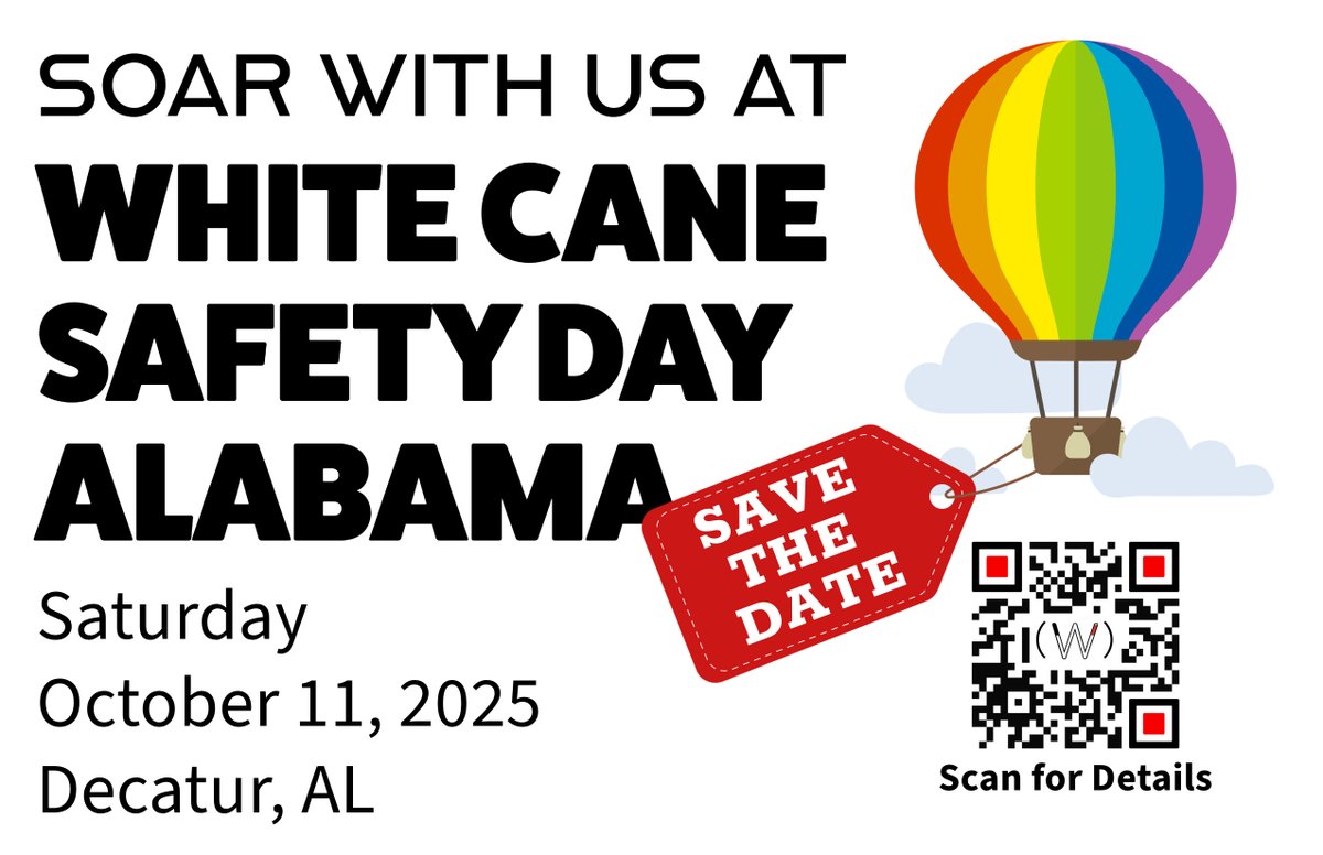 Save the Date and Soar with Us at White Cane Safety Day in Decatur, Alabama, on October 11, 2025!

Stay tuned for more details on the event coming this summer.

#WhiteCaneSafetyDay #ADRSfamily