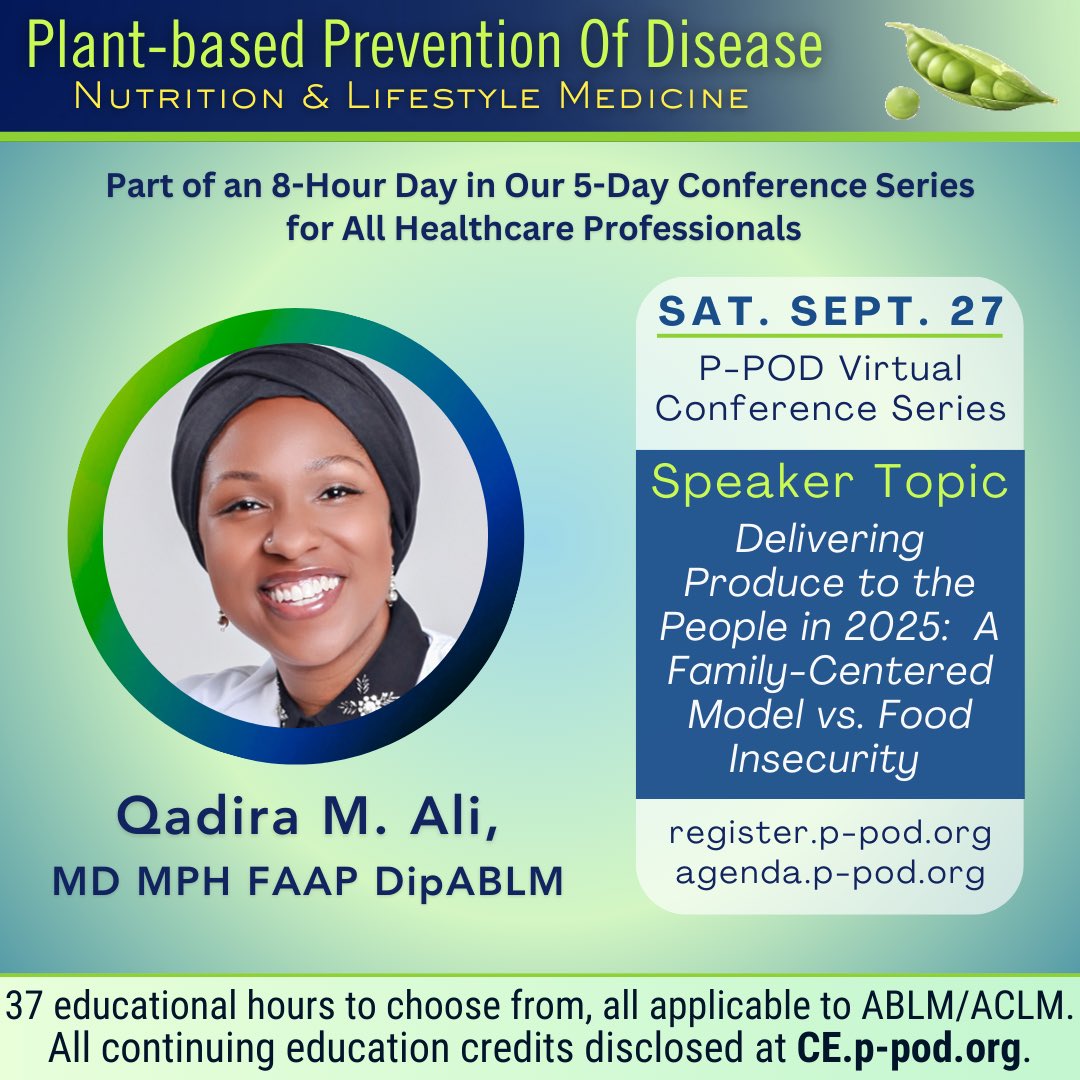 In the spirt of #NationalPublicHealthWeek we highlight Dr. Qadira Ali’s important talk at our 9.27.25 virtual conference. 
Don’t miss it! 
Register.p-pod.org
