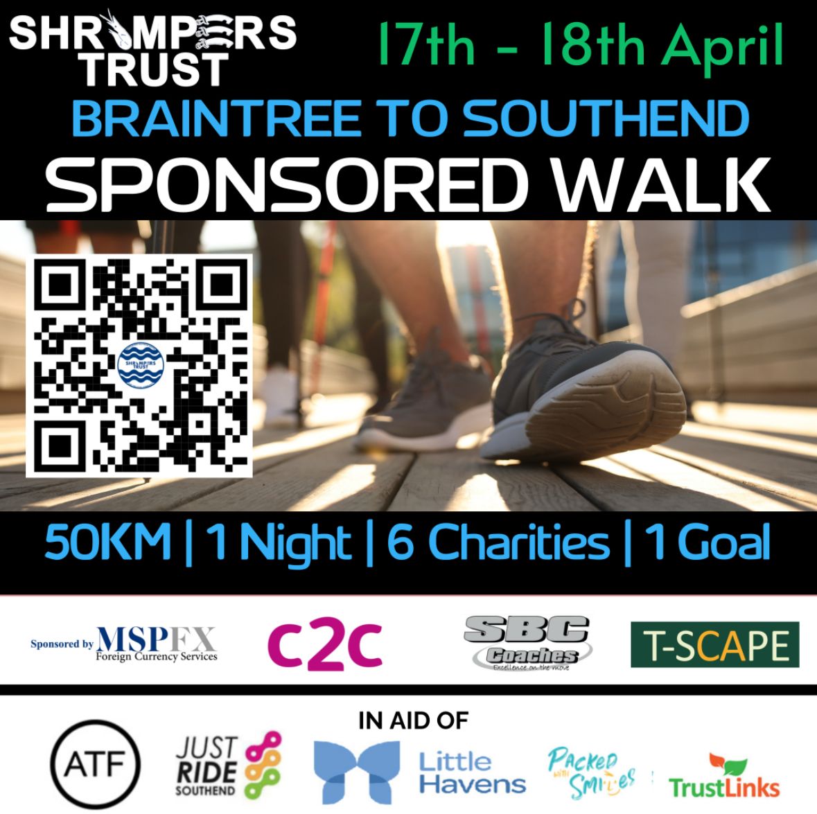 Next Thu, we're doing a 34-mile sponsored walk from <a href="/braintreetownfc/">Braintree Town FC</a> - <a href="/SUFCRootsHall/">Southend United FC</a> to fundraise for: 

<a href="/SouthendATF/">Achieve Thrive Flourish</a> 
<a href="/PackedwSmiles/">Packed with Smiles</a> 
<a href="/TrustLinksLtd/">Trust Links Charity</a> 
<a href="/HavensHospices/">Havens Hospices</a> 
<a href="/JustRideCycing/">Just Ride Southend</a> 
+ our own Social Inclusion project. 

Please sponsor us if you can! 

shrimperstrust.co.uk/social-inclusi…