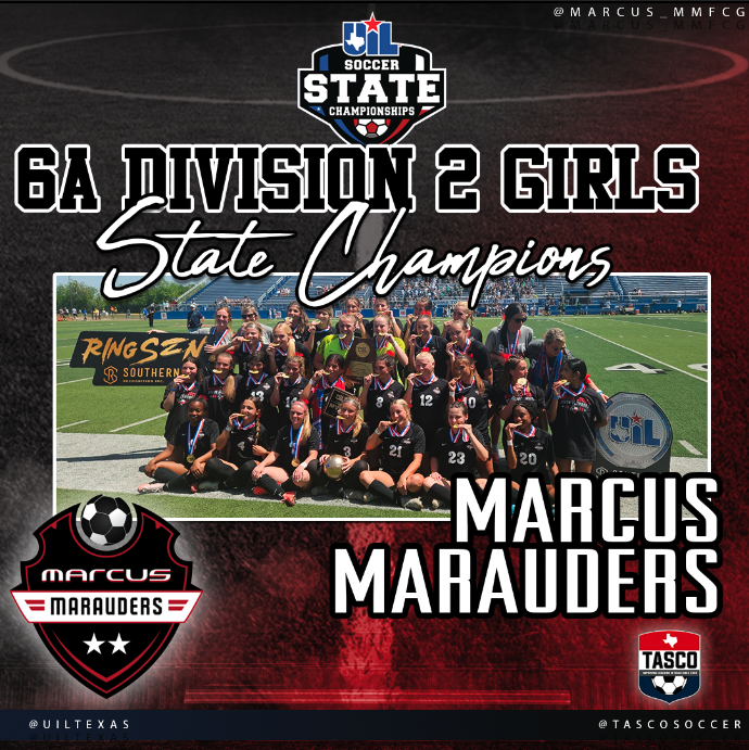 Congrats to the 2025 #UILState 6A Division 2 Girls Champions, the Marcus Marauders!

#TASCO #TXHSSoc #TXHSSoccer @UILTexas <a href="/Marcus_MMFCG/">Marcus Girls Soccer</a>