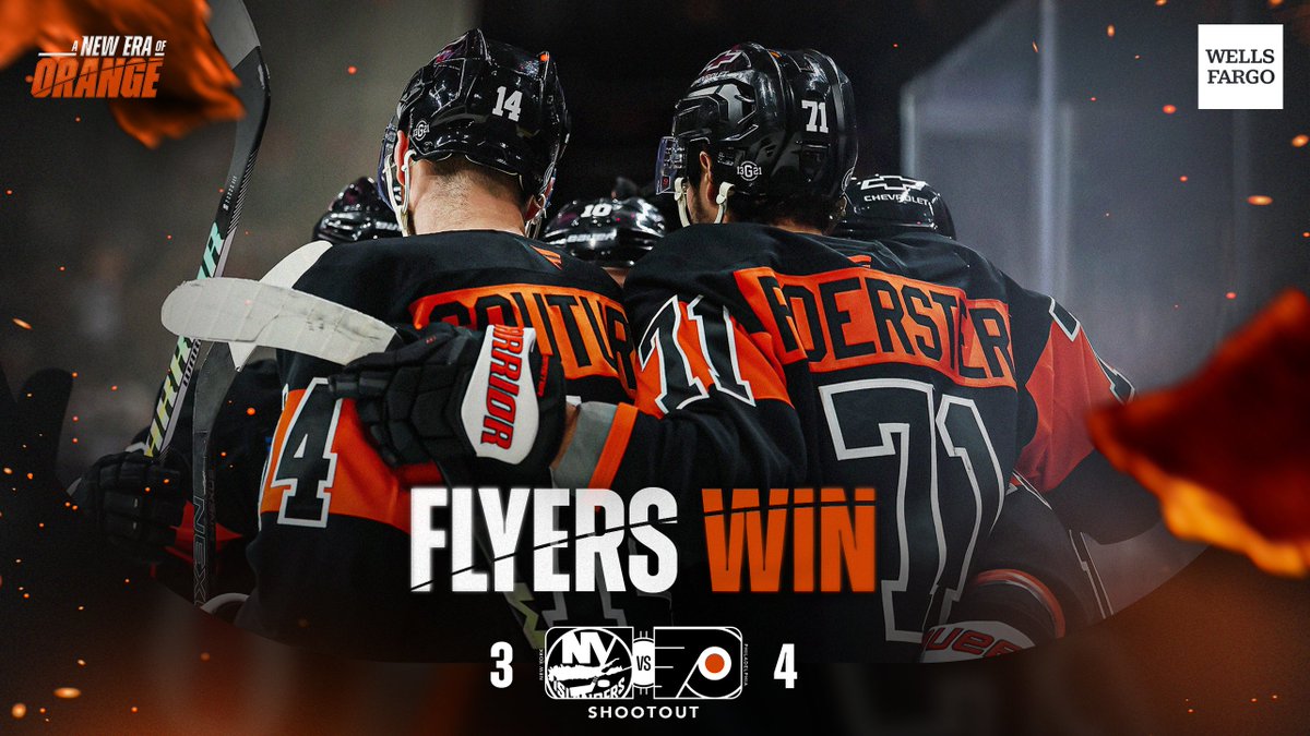 NHLFlyers's tweet photo. 🔶 FLYERS WIN 🔶

A quick New York sweep. 🧹

#NYIvsPHI | @WellsFargo https://t.co/OSv5FI9Swp