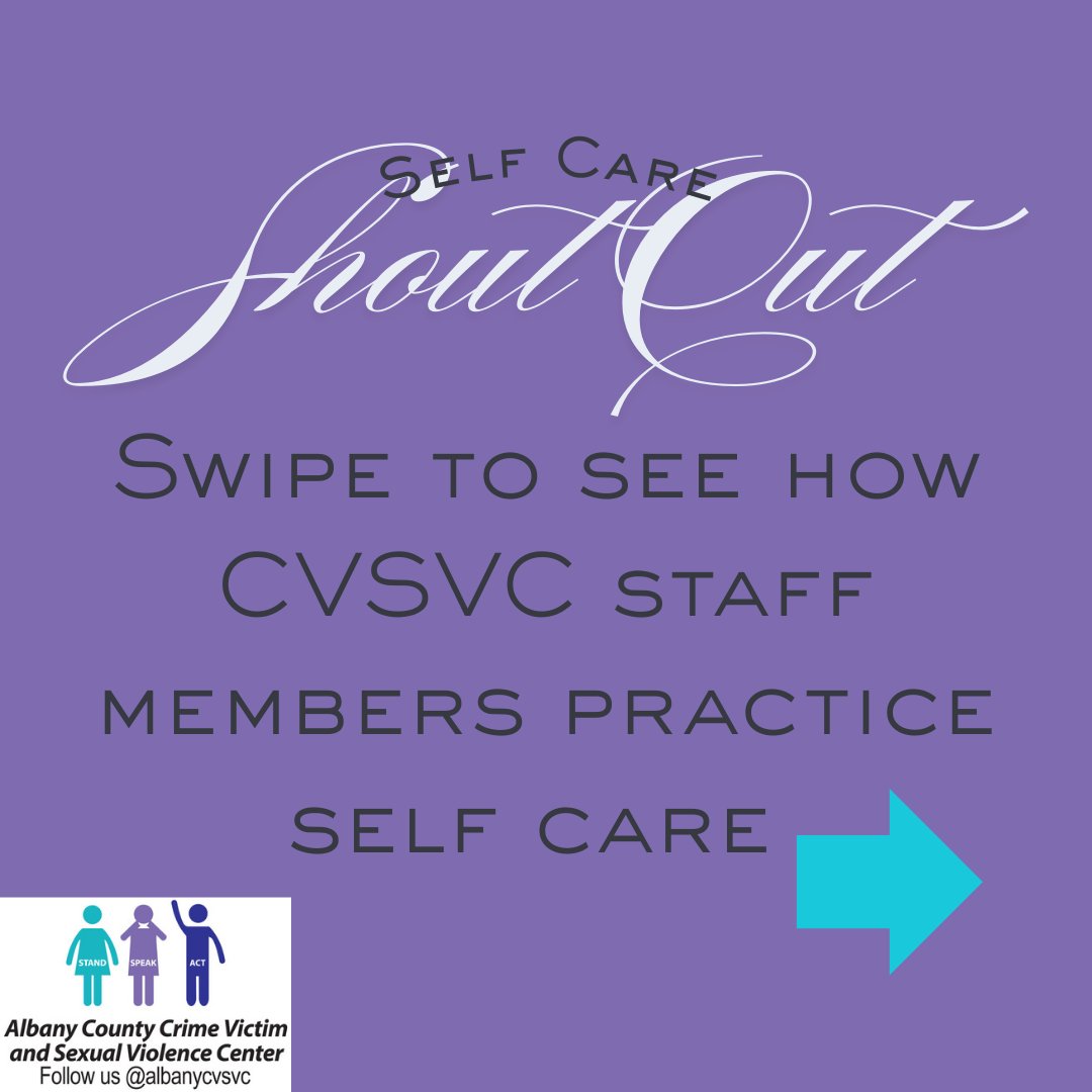 AlbanyCVSVC's tweet photo. Self care is a super important part of the work we do at CVSVC, swipe to see how we practice this. 😁

#30daysofSAAM2025 #SAAM2025 #day12 #selfcare #albany #albanycounty https://t.co/vviF0q4vnj