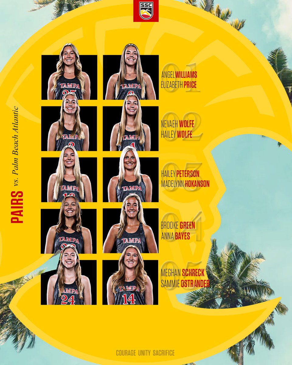 Game 2⃣ Pairings vs Palm Beach Atlantic!      

#TampaBeachVB #StandAsOne🛡️