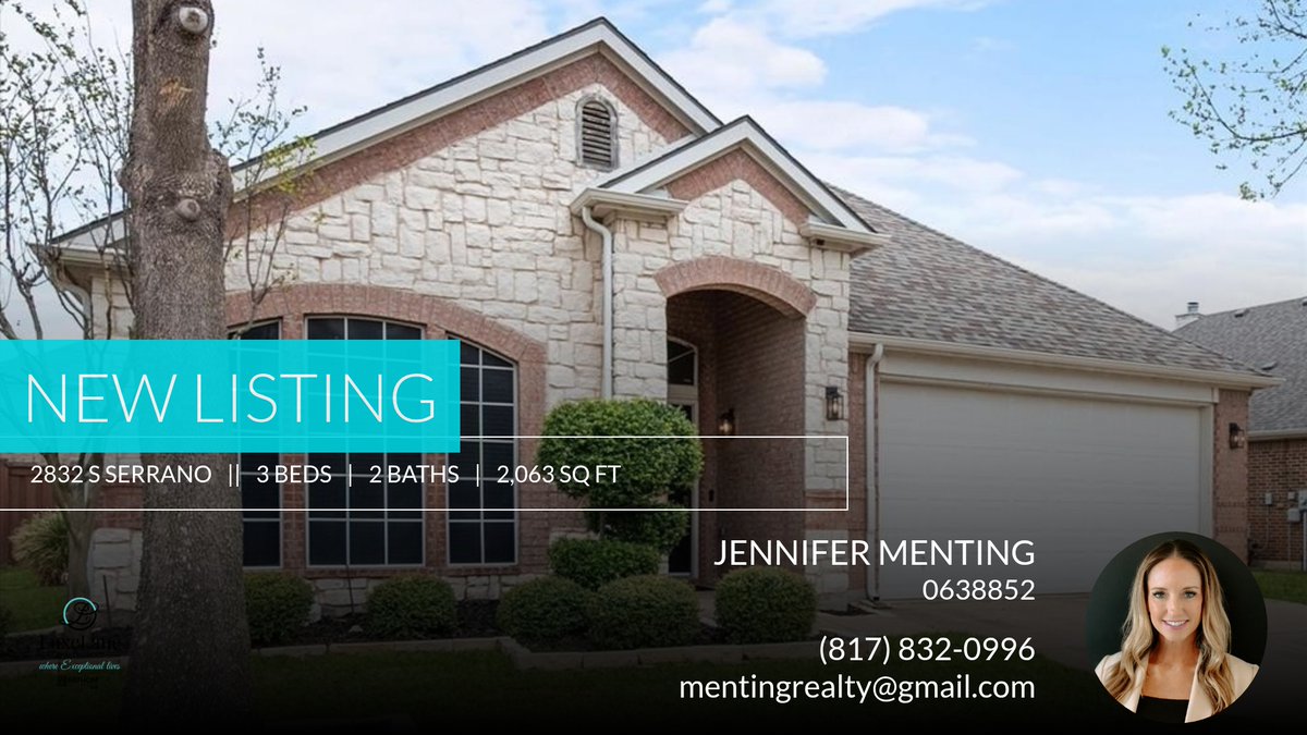 LuxeLaneRealty's tweet photo. 📍 New Listing 📍 Take a look at this fantastic new property that just hit the market located at 2832 S Serrano in Grand Prairie. Reach out here or at (817) 832-0996 for more information

Jennifer Menting, Associate Broker
Fathom R... https://t.co/U1Lm0IyU0Q https://t.co/DlrTs0q4Fs