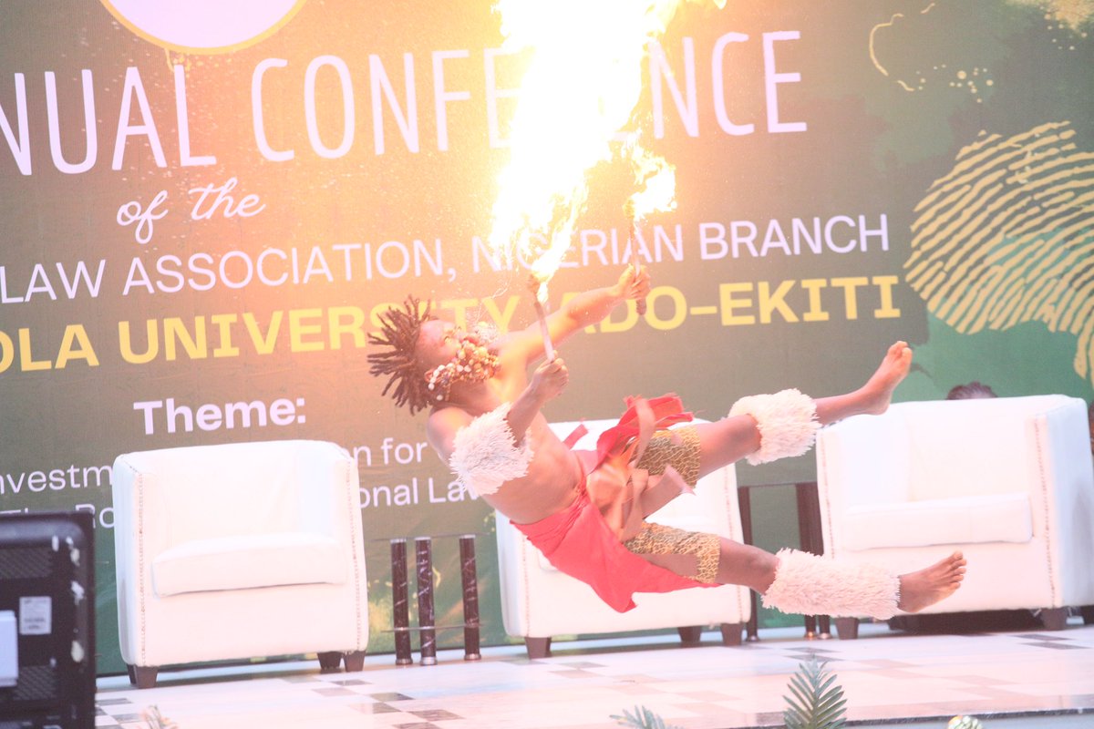 Nigeria_ILA's tweet photo. From cultural displays to insightful welcome remarks, the opening ceremony of the 8th Annual Conference of the @Nigeria_ILA captured the very best of African hospitality and culture. 

Welcome remarks by our amazing host, the Vice Chancellor of @Abuad_Uni, Professor Smaranda Olarinde, opening remarks by the President of ILA Nigeria, Prof. @dsolawuyi and by the Chair of the Conference Planning Committee, Dr. @adenikeakins were followed by the statement of the Executive Governor of Ekiti State, delivered by the Attorney General and Commissioner for Justice, Dayo Apata, SAN, and statement by the  Honourable Minister of Trade, Industry, Regional Integration and Employment of Gambia, and special guest of honour at the event, Hon. Baboucarr Ousmaila Joof, all of which set the stage for the rest of the conference. 

Special thanks to our eloquent compere Oluwadamilola Agbaje ACArb FLMI for her masterful anchoring of the entire conference.