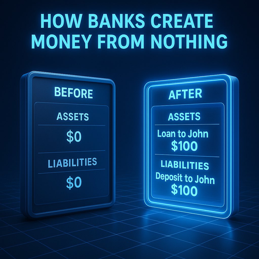 marmarachain's tweet photo. This is how banks "create" money.
They give you a $100 loan...
...and just type $100 into your account.
No vault. No cash. Just debt-based money.
You repay $120 for what cost them $0.
#MoneyCreation #BankingSecrets #DebtTrap https://t.co/QFB0K5IxGy