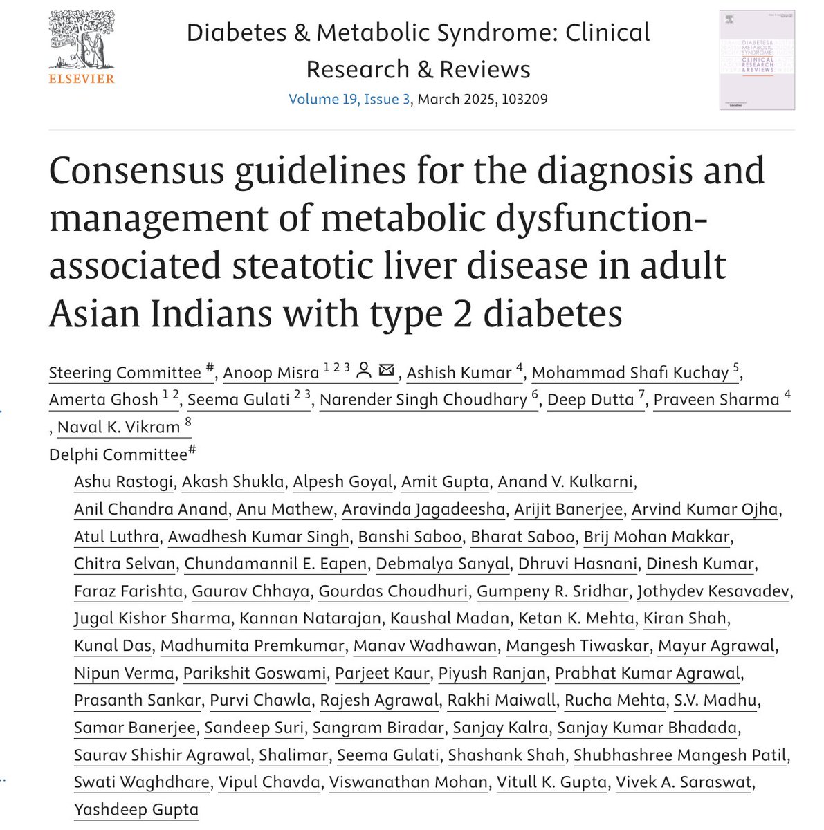 Dr Ashish Kumar (@drashish_kumar) on Twitter photo 🧵1/10
🚨 First-ever global guidelines for managing MASLD in T2DM are here!
Grateful to <a href="/docanoopmisra/">anoop misra</a> for leading this effort and for including me as a co-author.
This thread summarizes key takeaways that can guide physicians in managing these patients.
authors.elsevier.com/c/1kwHL6fWV2v7… 🧵1/10
🚨 First-ever global guidelines for managing MASLD in T2DM are here!
Grateful to <a href="/docanoopmisra/">anoop misra</a> for leading this effort and for including me as a co-author.
This thread summarizes key takeaways that can guide physicians in managing these patients.
authors.elsevier.com/c/1kwHL6fWV2v7…