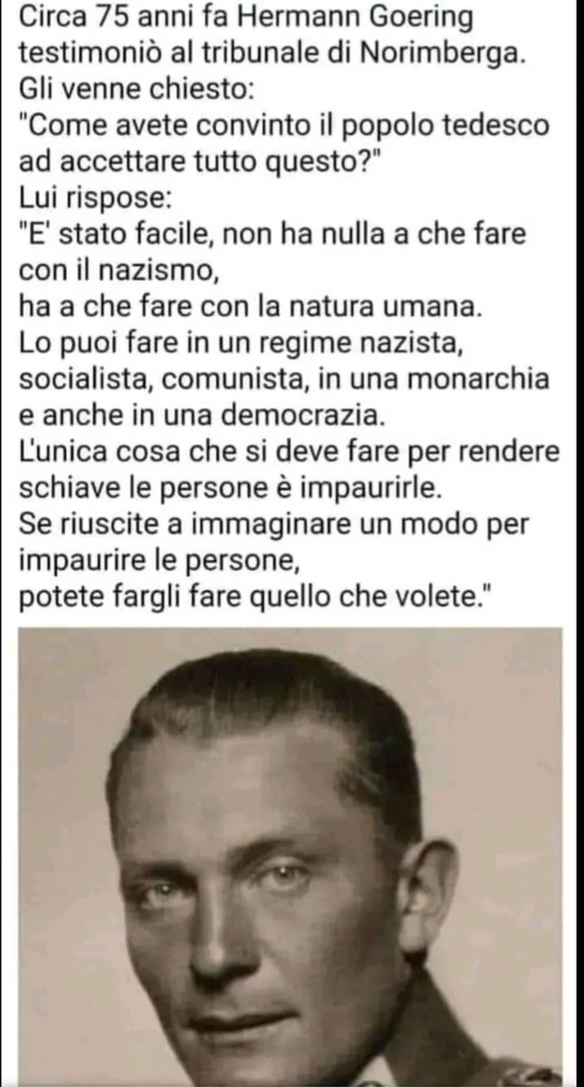 AL_FRANCO70's tweet photo. ‼️LEGGIAMO COSA DICHIARÒ...75 ANNI FA #HERMANNGOERING, MEDITANDO SULL'ATTUALITÀ PIÙ STRINGENTE... https://t.co/vstZjy51Bu