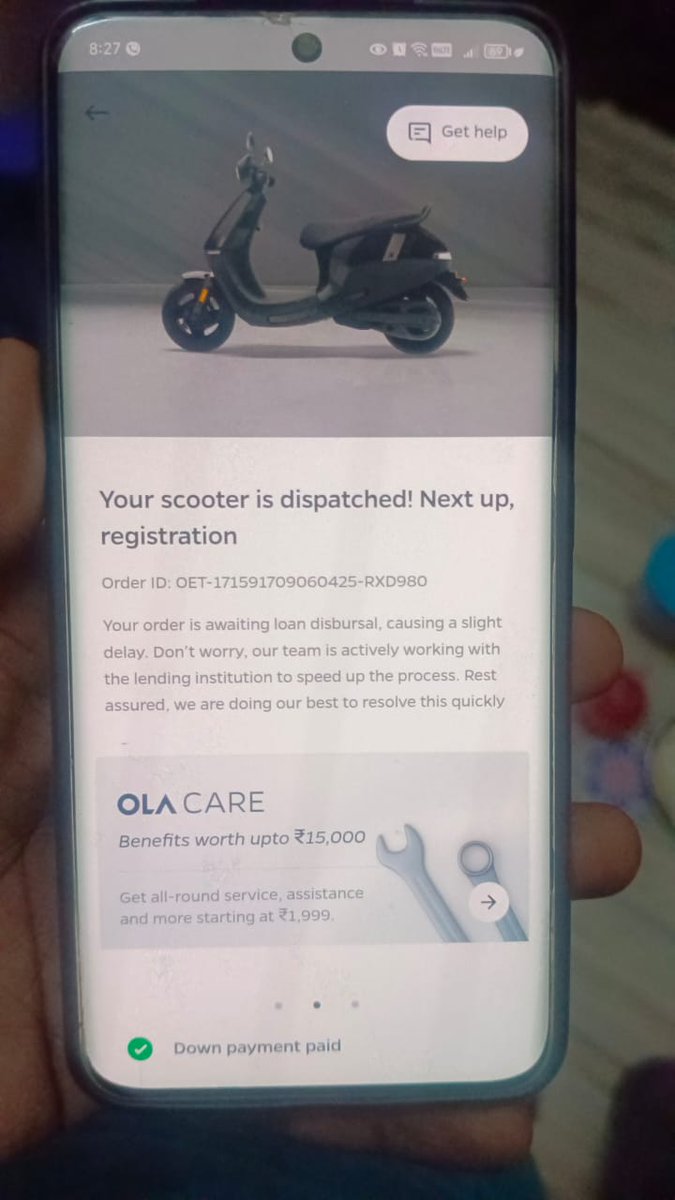 s29086336's tweet photo. @OlaElectric when will my scooter will deliver https://t.co/Cy0K61SqdI