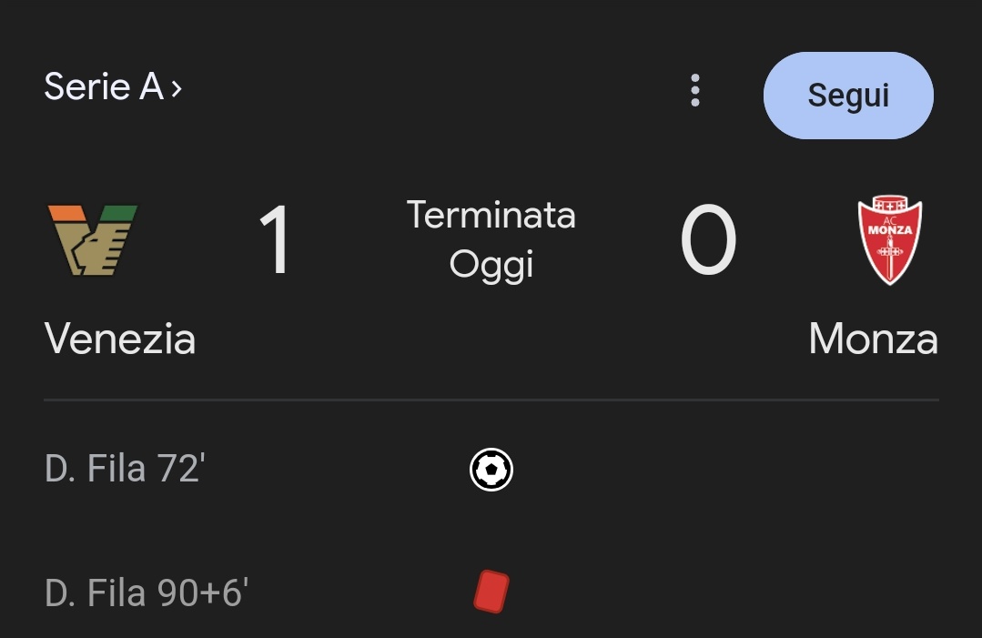 Questo ha letteralmente fatto un +3 e un -1 di fila.

#SerieA #VeneziaMonza #Fantacalcio